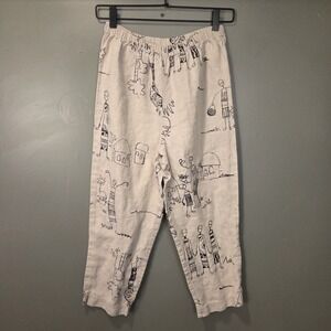 Vintage Chico's Design 100% Linen Pull On Cropped Capri Pants Y2K, 24" Waist